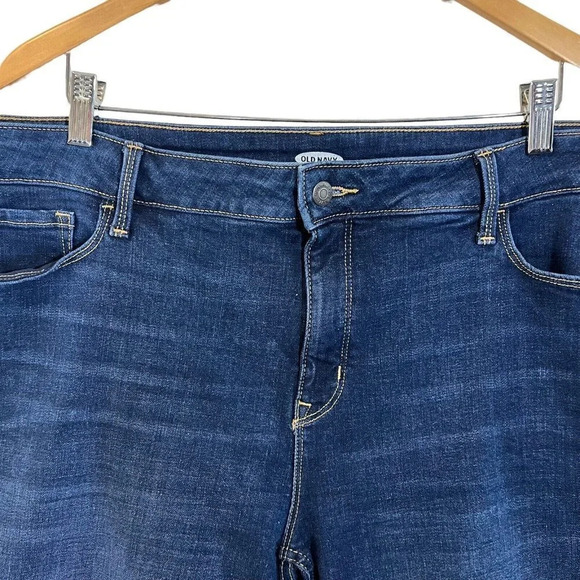 Old Navy Dark Wash Shorts Plus Size 22 Stretch Cotton Cuffed Hem Blue Denim - Picture 4 of 8